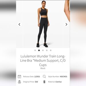 Lululemon Wunder Train Long-Line Bra - Black